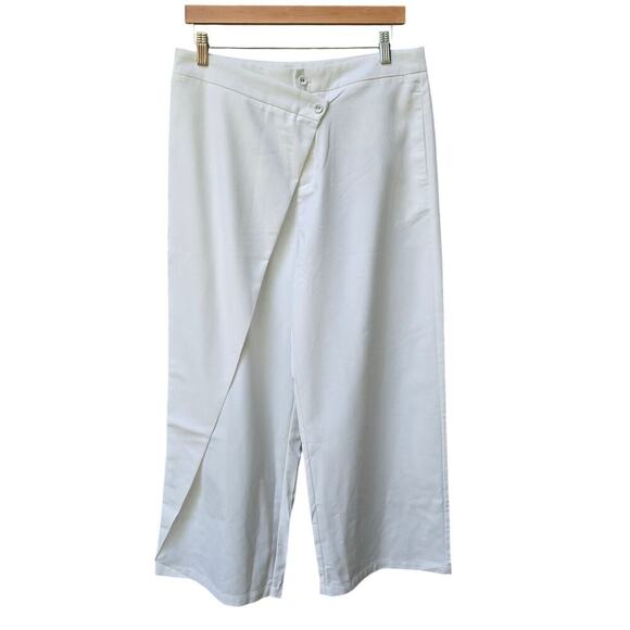 NWT Commense Womens 2-Piece Set L White Vest & Wide-Leg Pants Asymmetrical Front - Picture 4 of 12